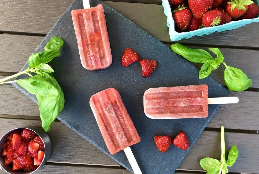 Strawberry Basil Popsicles