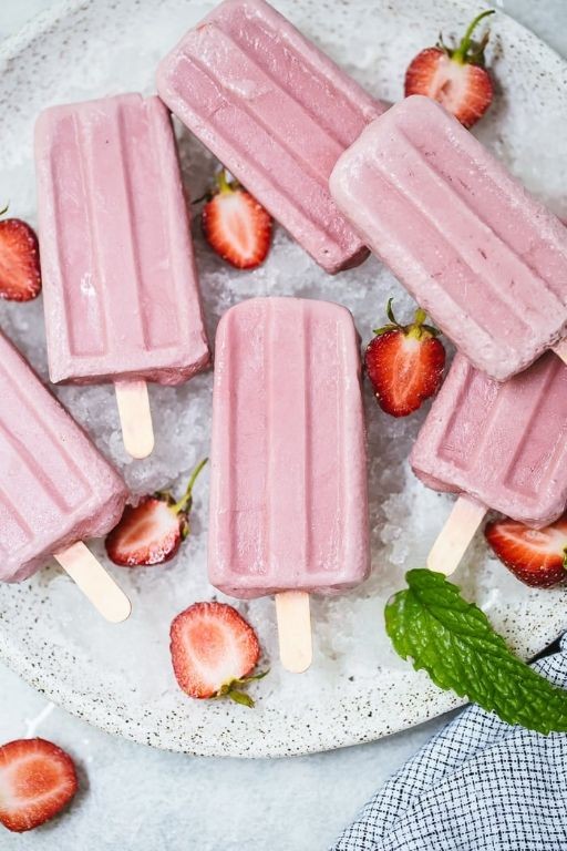 Strawberry Coconut Popsicles