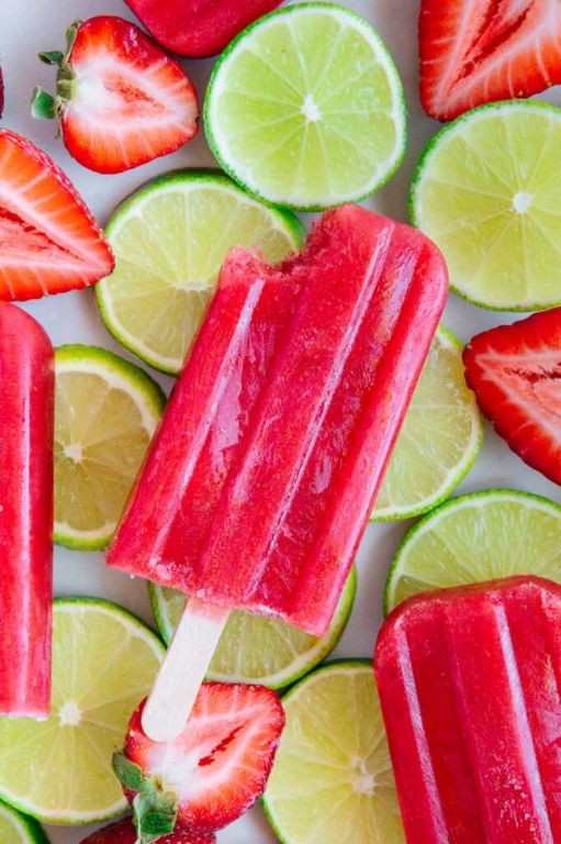 Strawberry Lime Popsicles