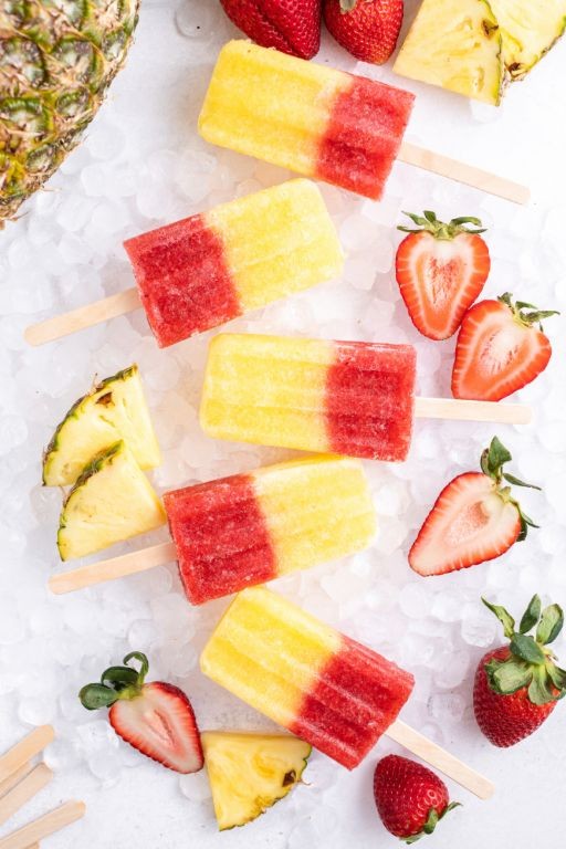 Strawberry Pineapple Popsicles