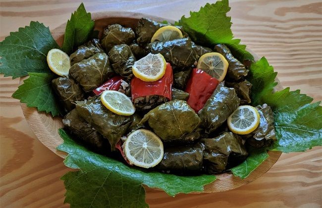 Stuffed Grape Leaves with Herbed Rice