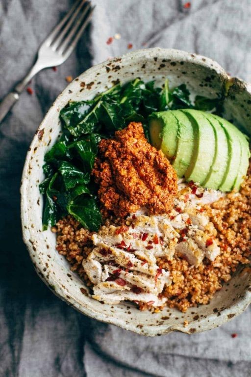 Sun-dried tomato and kale grain bowl