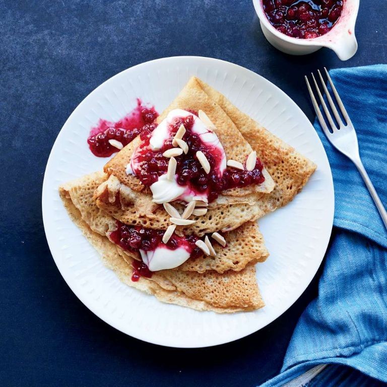 Swedish Pancakes with Lingonberry Jam