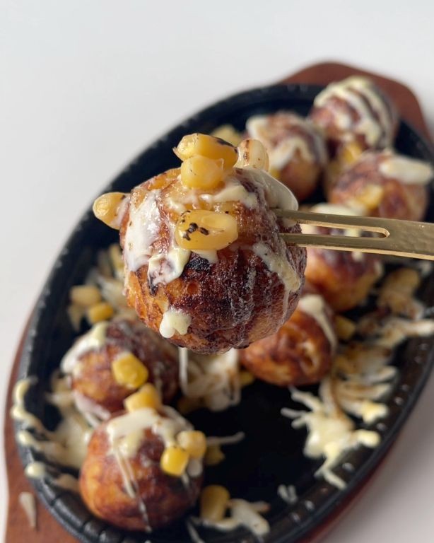 Sweet Corn Takoyaki with Mayonnaise