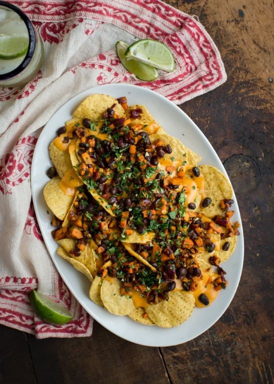 Sweet Potato Nachos with Chipotle Lime Sauce