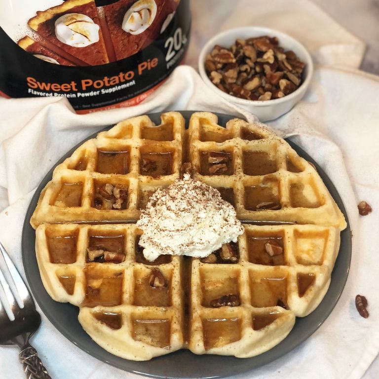 Sweet Potato Pie Protein Waffles
