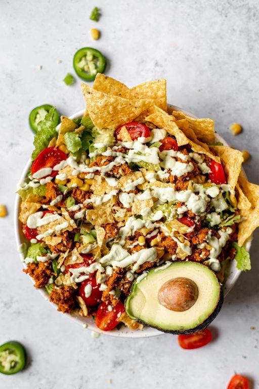 Taco Salad Nachos with Lime Crema