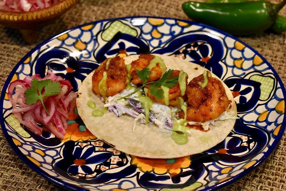 Tangy Chamoy Shrimp Tacos