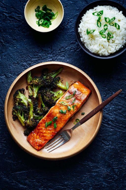 Teriyaki Salmon with Steamed Broccoli