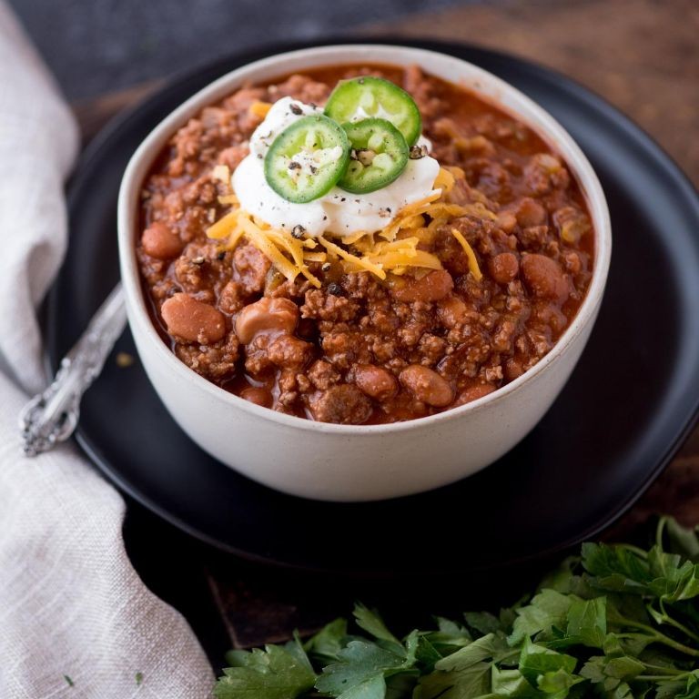 Texas Chili with Pinto Beans and Jalapeños