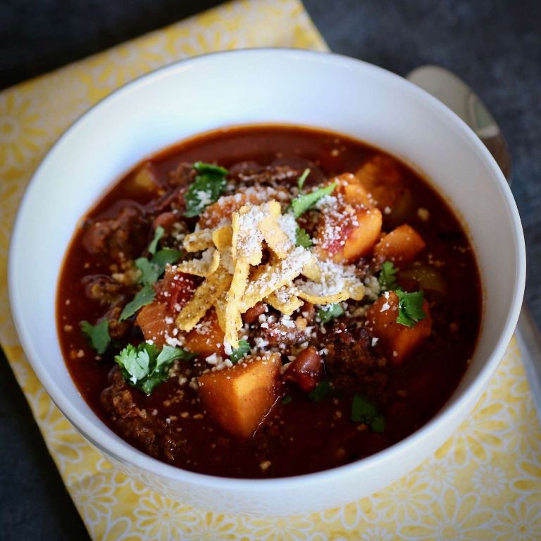 Texas Chili with Sweet Potatoes and Chorizo