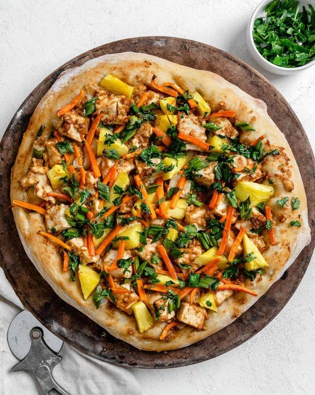 Thai-Inspired Peanut Sauce Vegan Pizza