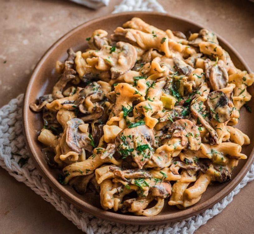 Tofu and Mushroom Stroganoff Pasta