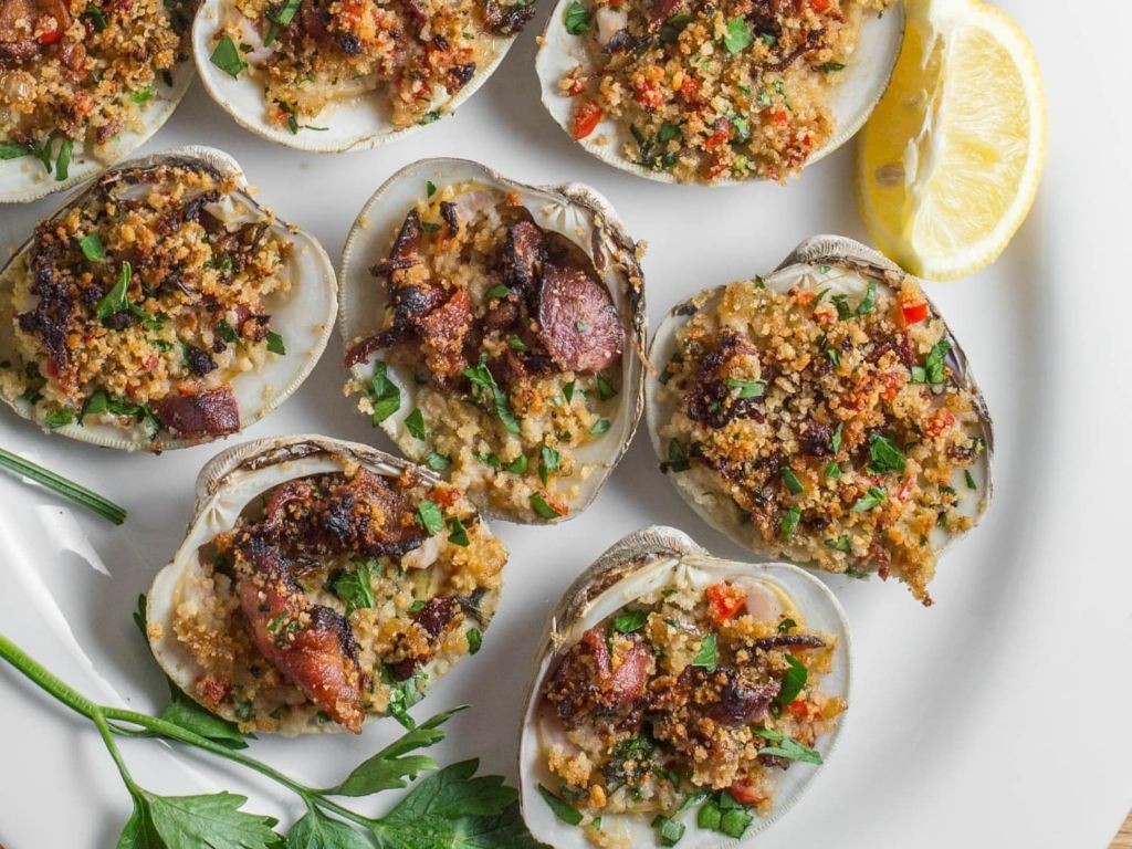 Traditional Clams Casino with Bacon and Breadcrumbs
