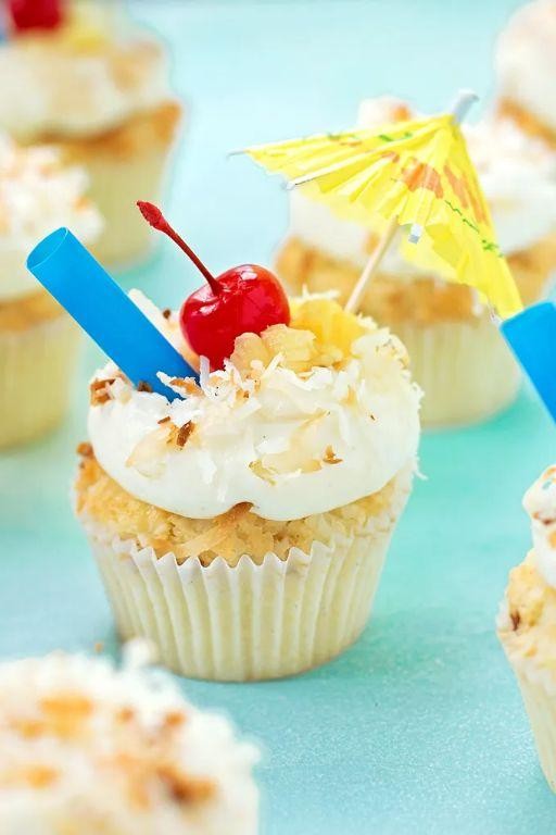 Tropical Pineapple Coconut Cupcakes