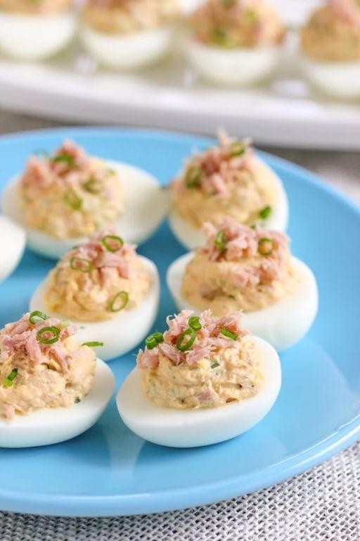 Tuna and Bacon Deviled Eggs