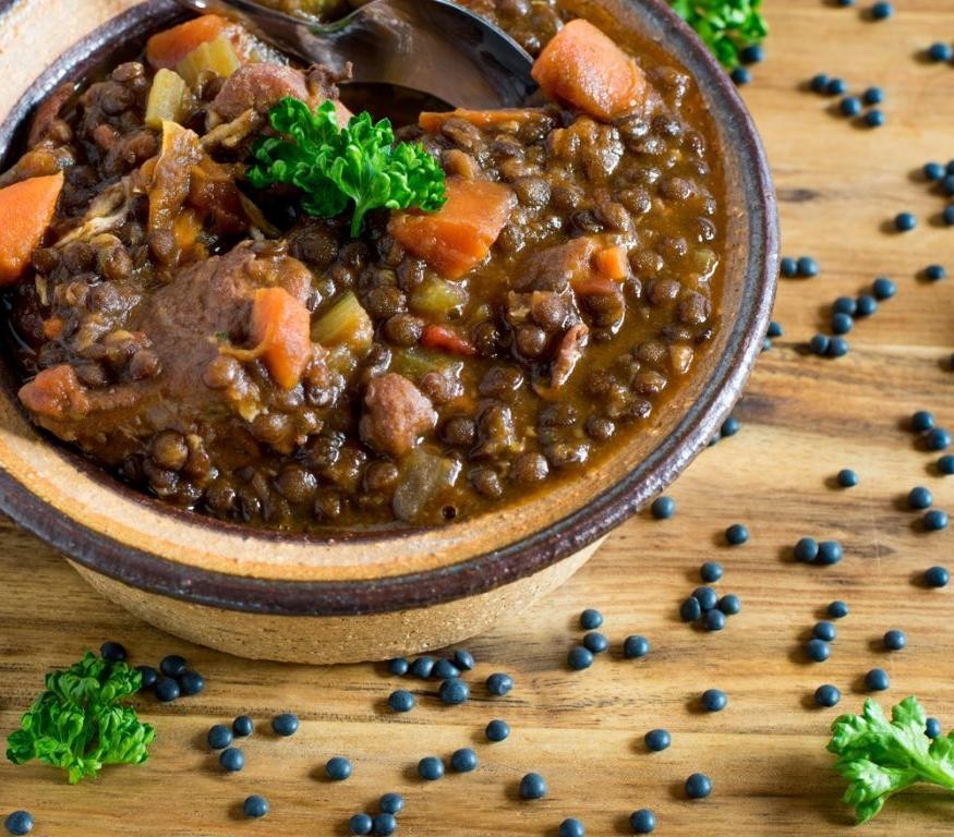 Turkey Neck and Lentil Stew with Carrots