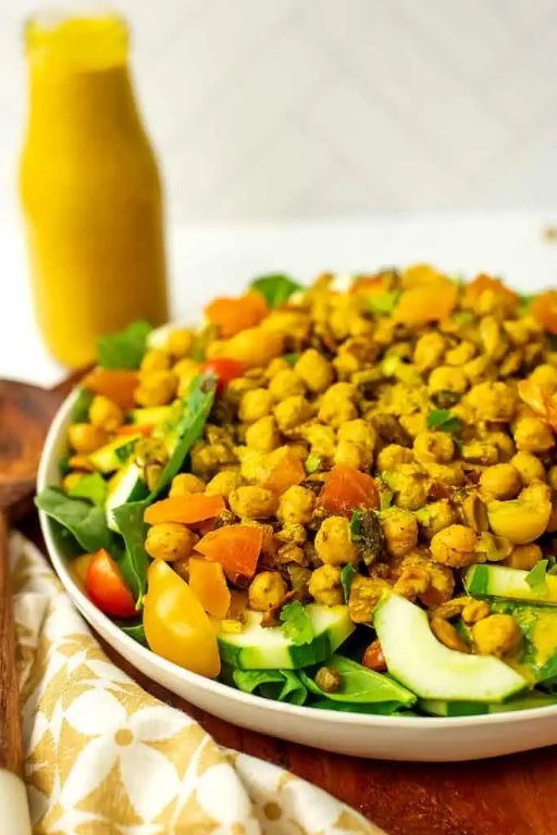 Turmeric Chickpea and Spinach Pasta Salad