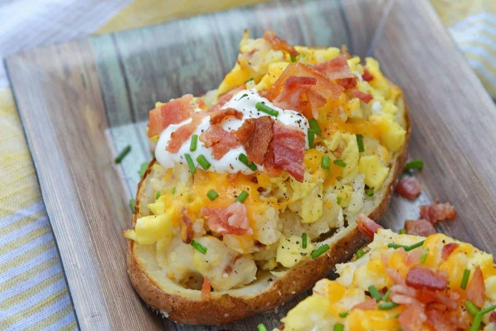 Twice-Baked Breakfast Potatoes with Scrambled Eggs