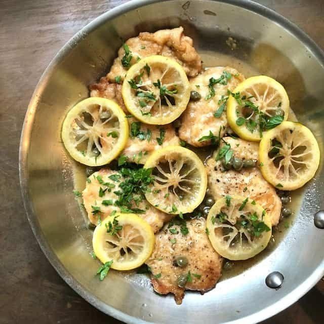Veal Scallopini Piccata with Capers and Parsley