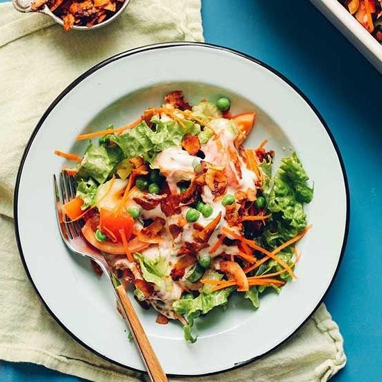 Vegan 7 Layer Salad with Tahini Dressing