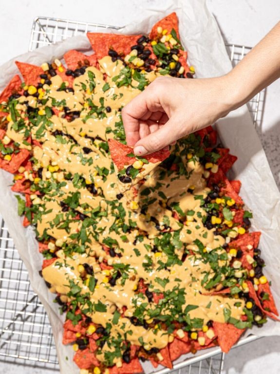 Vegan Black Bean Nachos with Cashew Queso