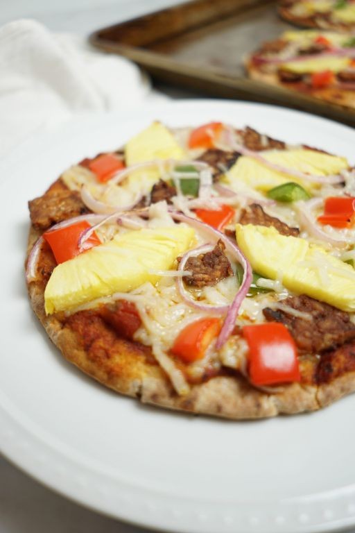 Vegan Hawaiian Pizza with Tempeh Bacon