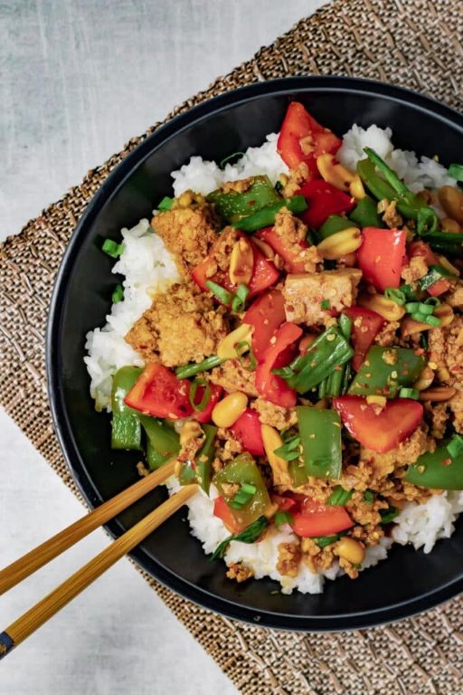 Vegan Kung Pao Chicken with Seitan
