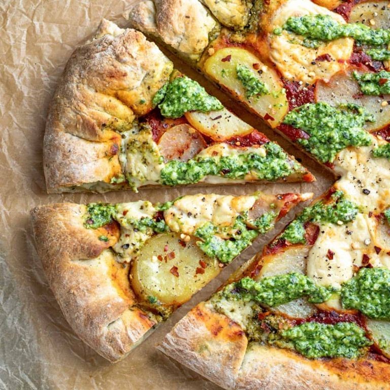 Vegan Pesto and Potato Pizza