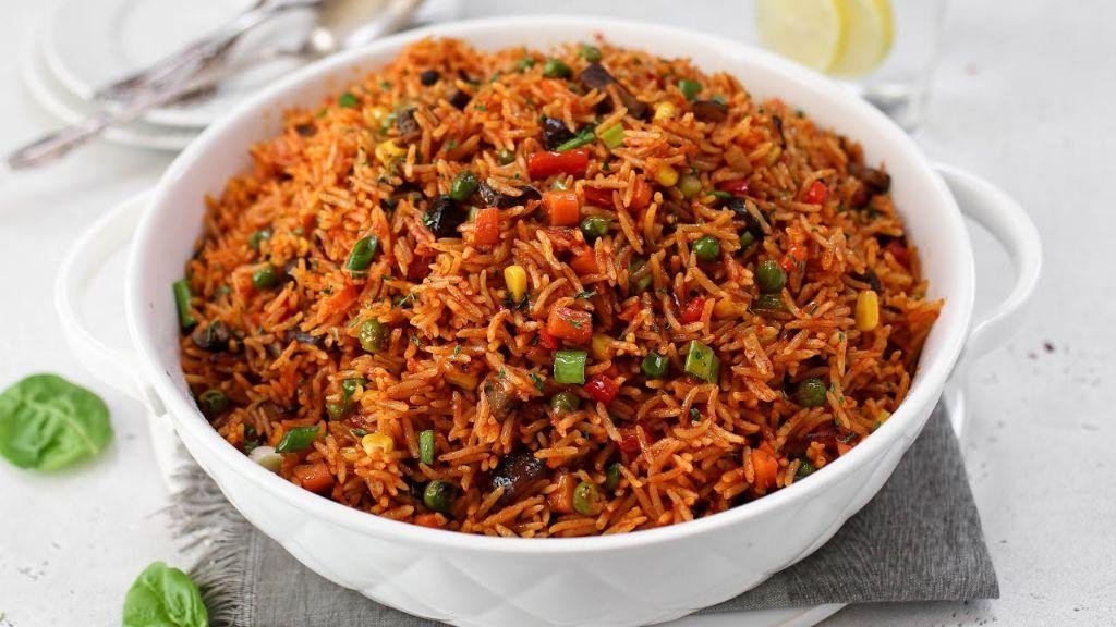 Vegetarian Jollof Rice with Mixed Vegetables