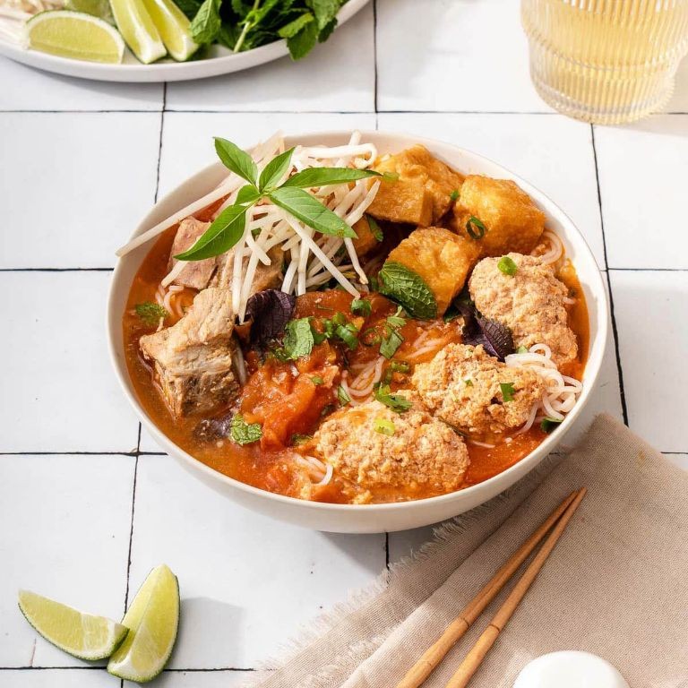 Vietnamese Bun Rieu with Crab and Tomato Broth
