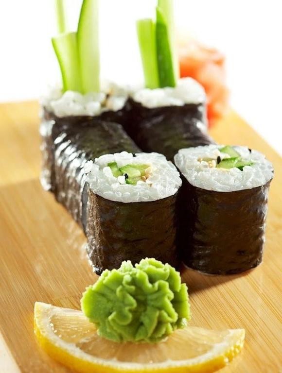 Wasabi Pea and Cucumber Sushi