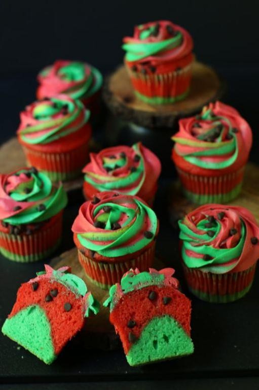 Watermelon Frosted Cupcakes