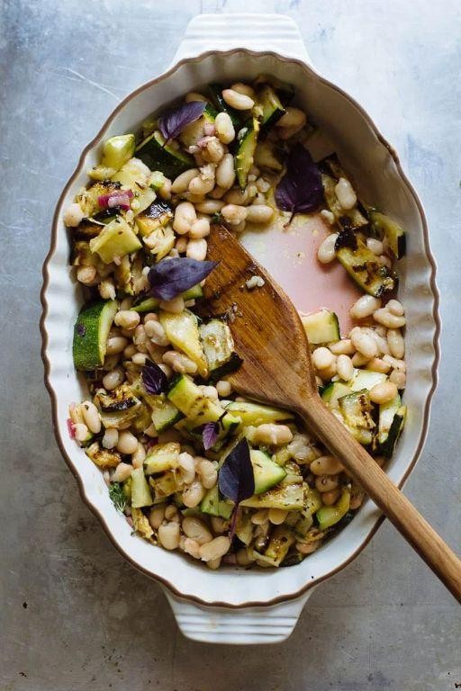 White Bean and Grilled Zucchini Salad with Basil