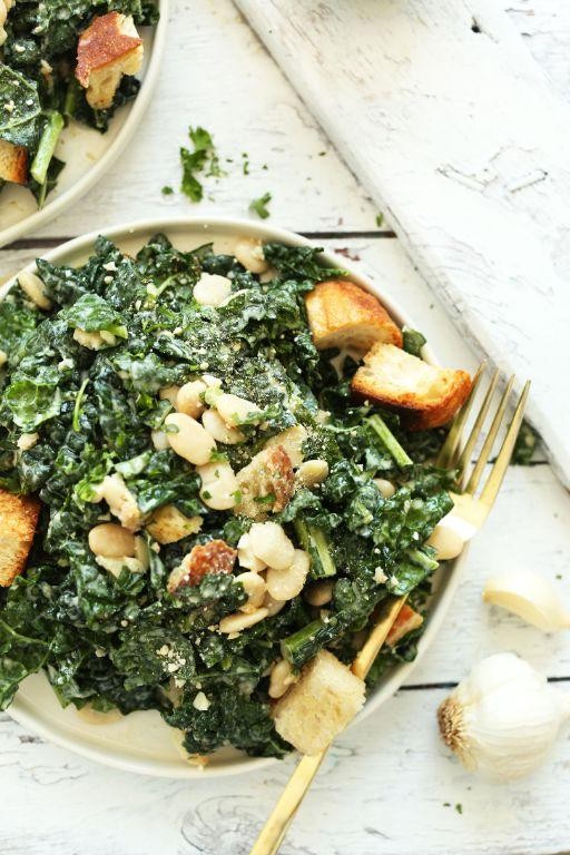 White Bean and Kale Salad with Tahini Dressing