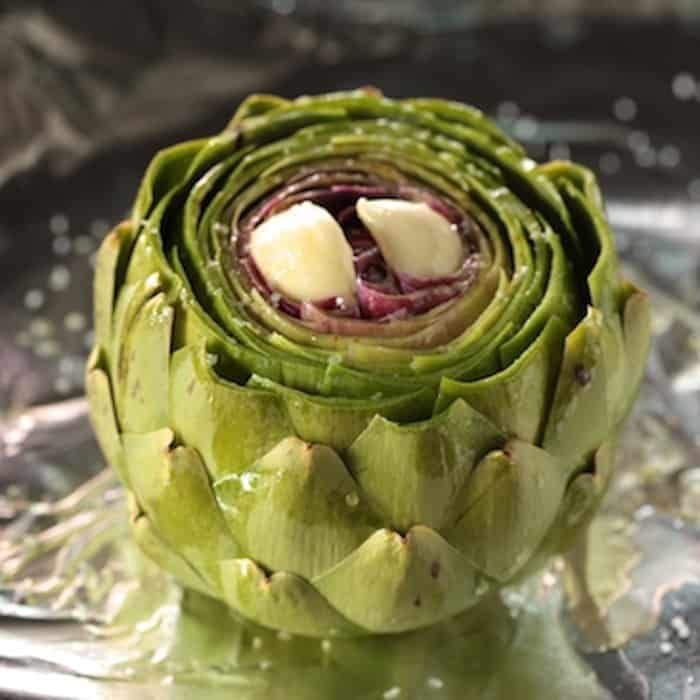 Whole Artichokes with Roasted Garlic and Olive Oil