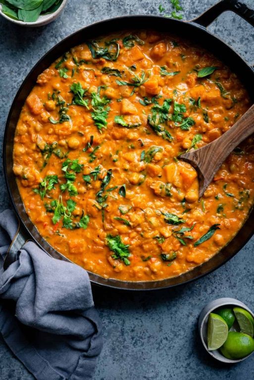 Whole Butternut Squash Curry with Chickpeas