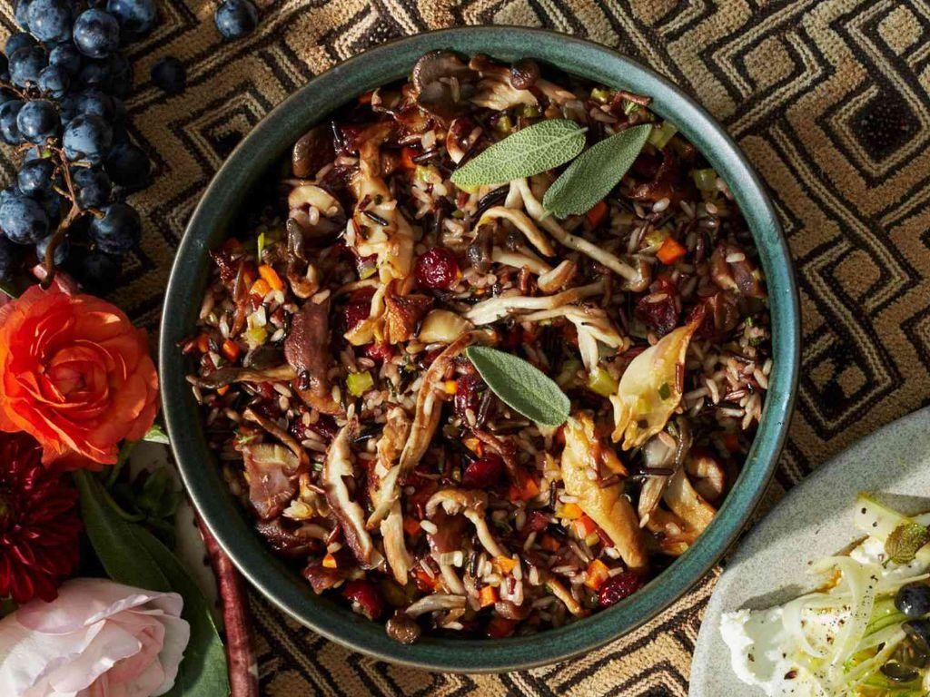 Wild Rice and Cranberry Stuffed Mushrooms