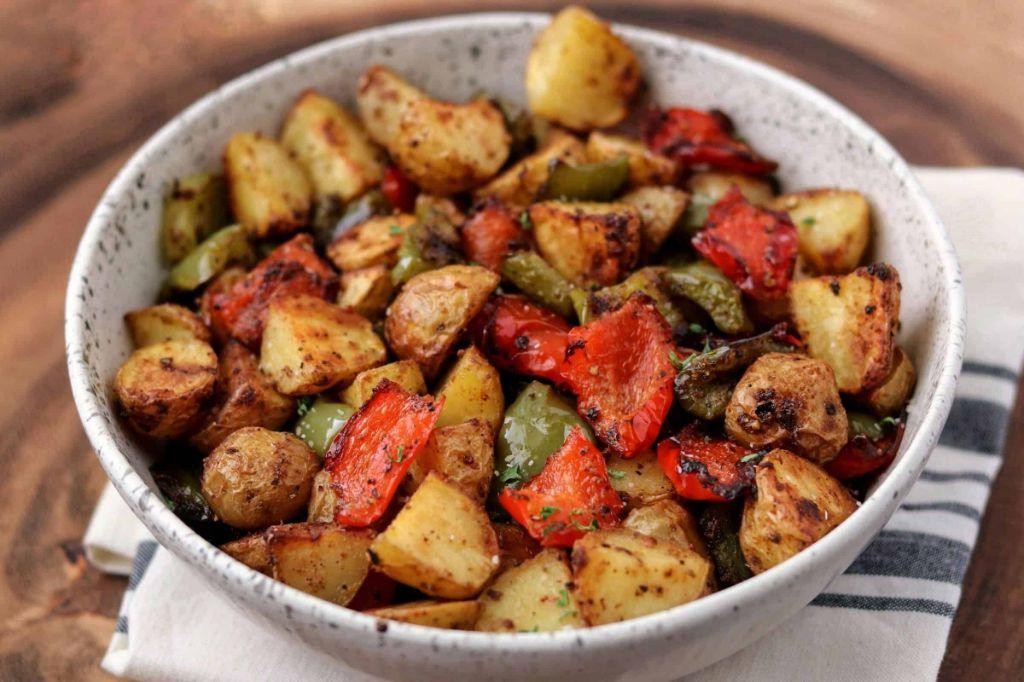 Air Fryer Breakfast Potatoes with Bell Peppers