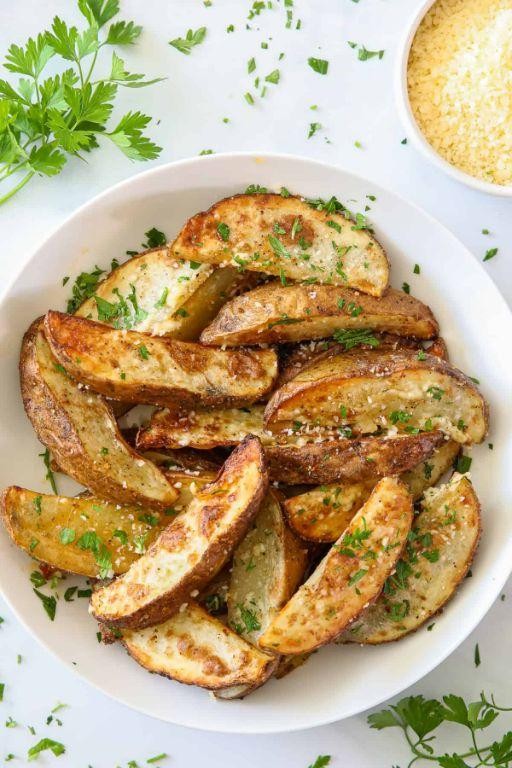 Air Fryer Garlic Parmesan Potato Wedges