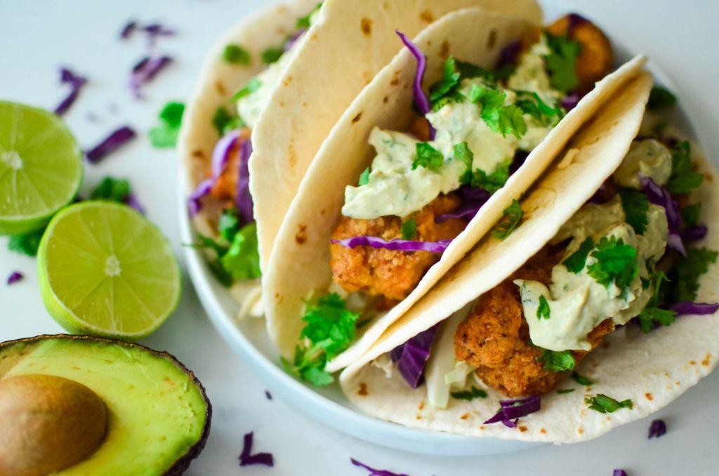Air Fryer Halibut with Avocado Lime Crema