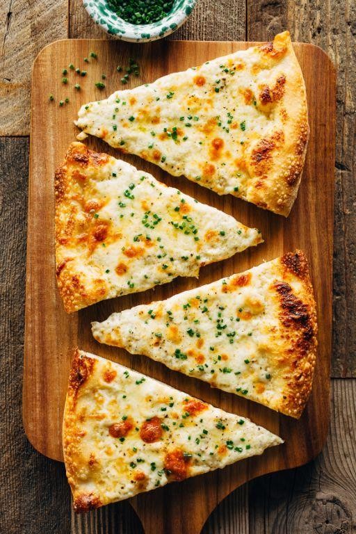 Alfredo Pizza with Garlic Butter Crust