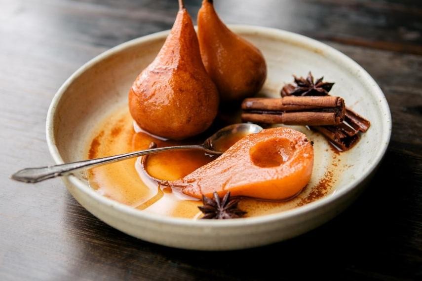 Allspice and Clove Poached Pears