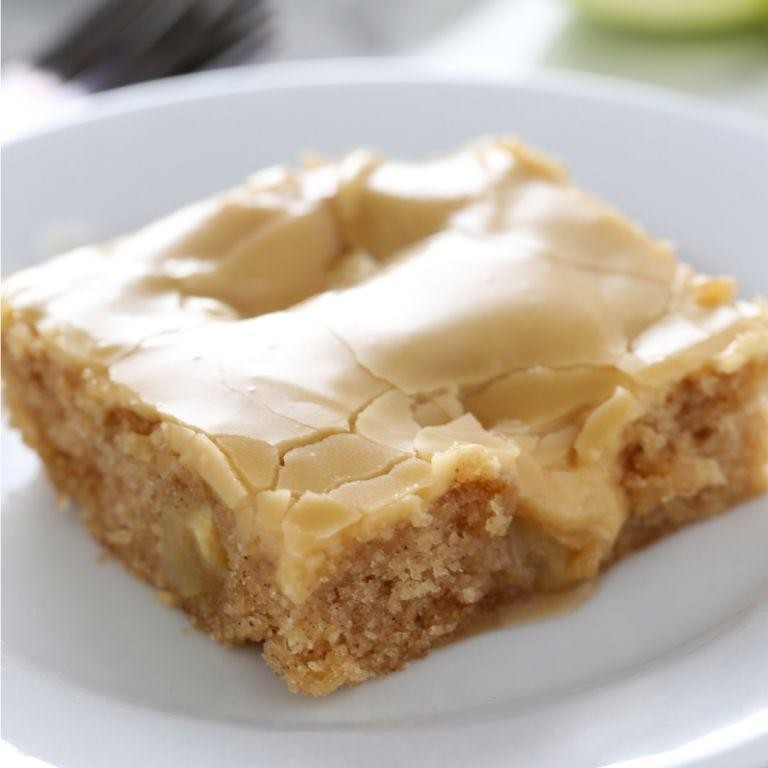 Apple Cinnamon Sheet Cake with Caramel Drizzle