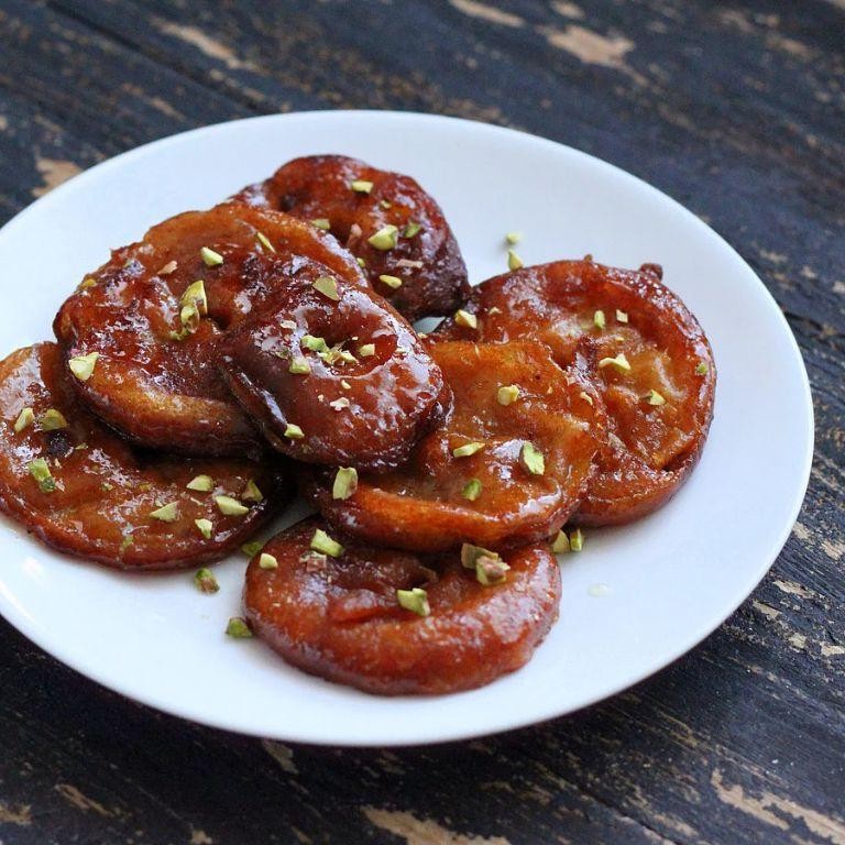 Apple Jalebi with Saffron Syrup