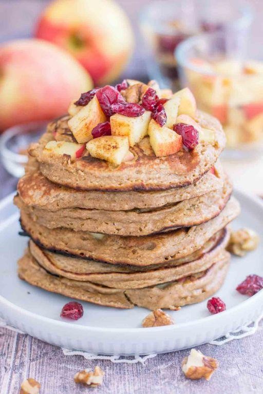 Apple Oatmeal Pancakes with Honey Drizzle
