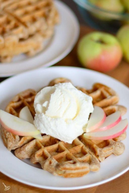 Apple Oatmeal Waffles with Yogurt Topping