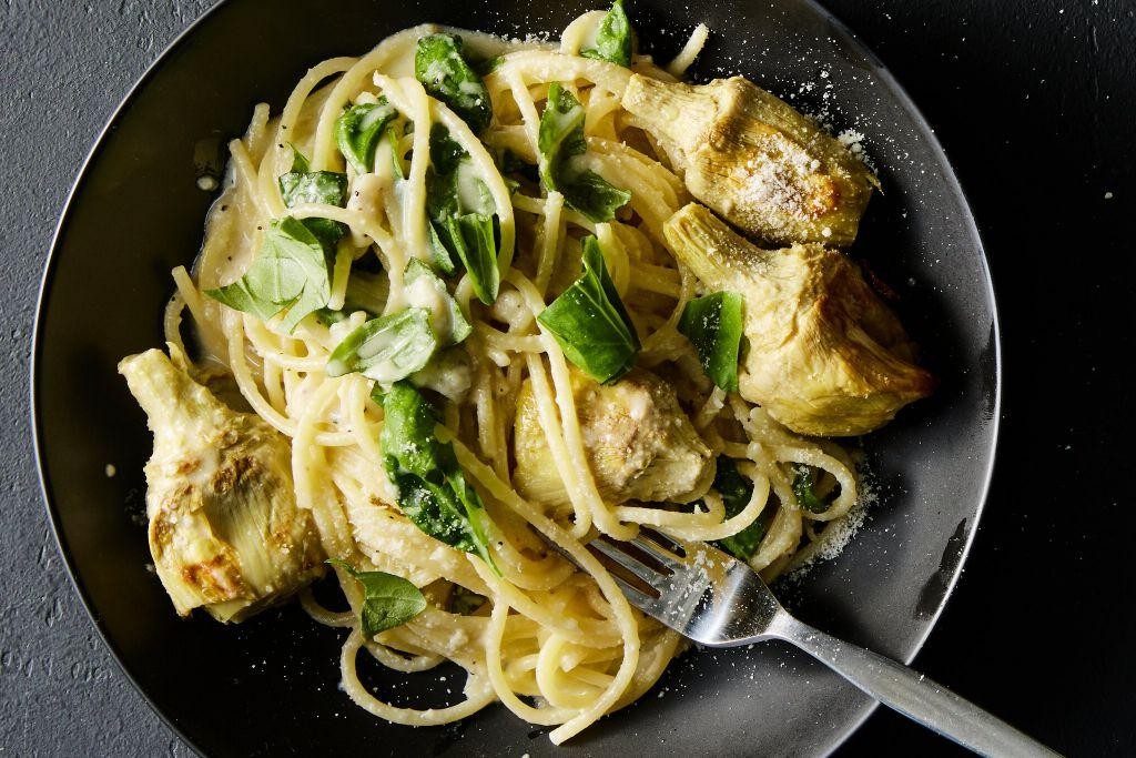 Artichoke and Lemon Green Spaghetti