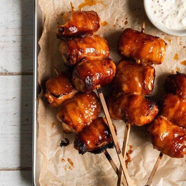 BBQ Chicken and Bacon Skewers