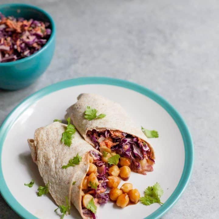 BBQ Chickpea and Coleslaw Wrap
